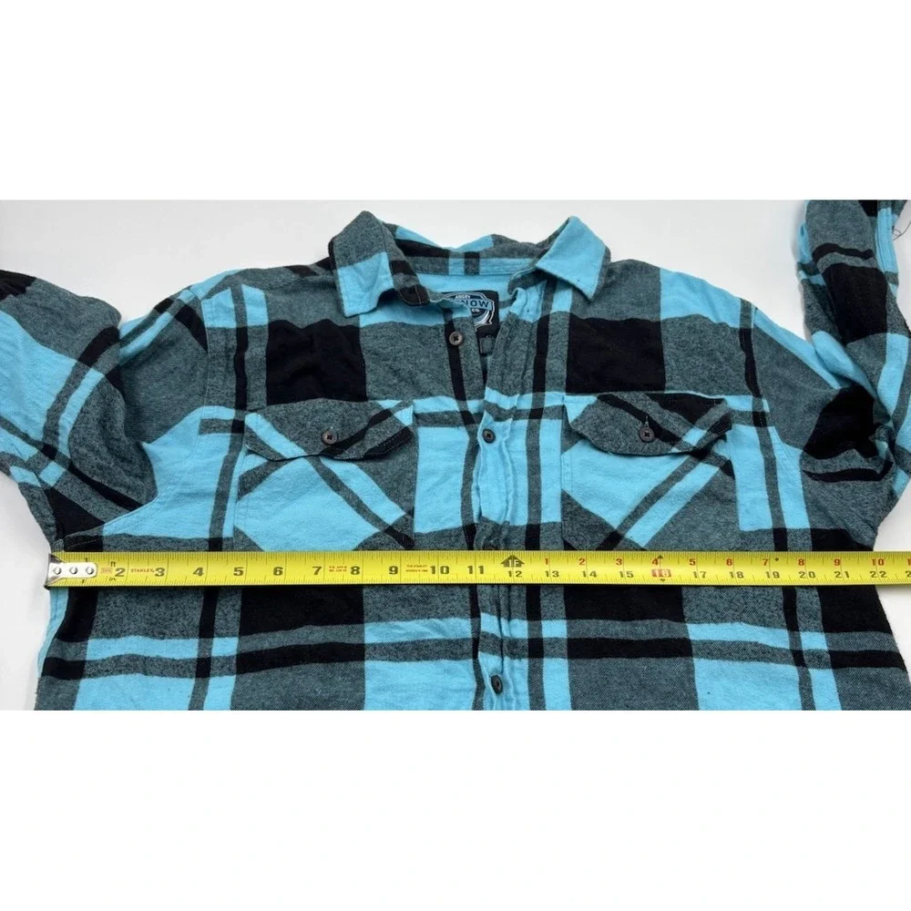 Angry Minnow Clothing Co Men's L‎ Blue Plaid Long Sleeve Button Down Flannel